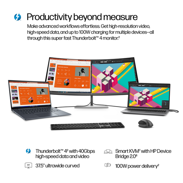 HP 738pu S7 Pro. 37.5&quot; WQHD+, 4ms, 60hz, Thunderbolt, IPS - curved monitor