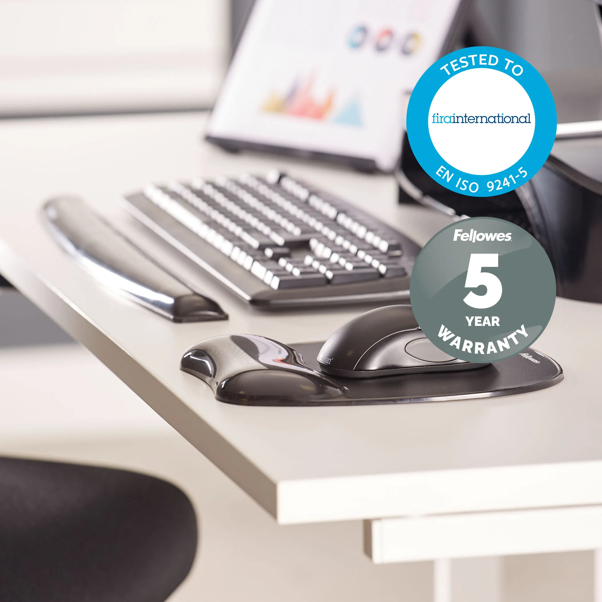 FELLOWES CRYSTAL BLACK MOUSEPAD &amp; WRIST REST