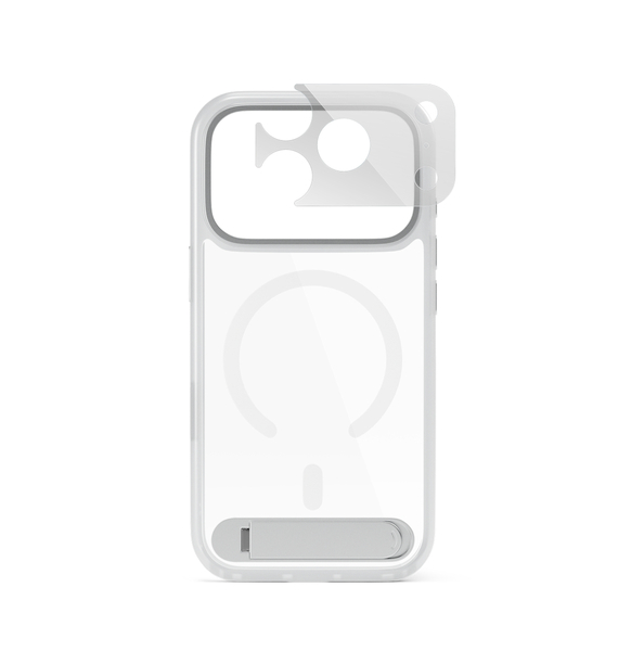 Epico HeroStand Pro Mag+ Case | with Foldable Stand | iPhone 17 Pro/18 Pro | Matte Transparent | Crossbody Ready  &  Camera Island Protector