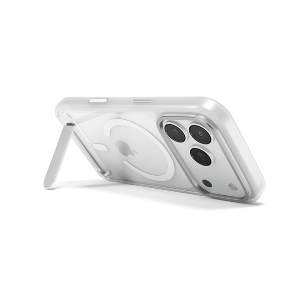 Epico HeroStand Pro Mag+ Case | with Foldable Stand | iPhone 17 Pro/18 Pro | Matte Transparent | Crossbody Ready  &  Camera Island Protector