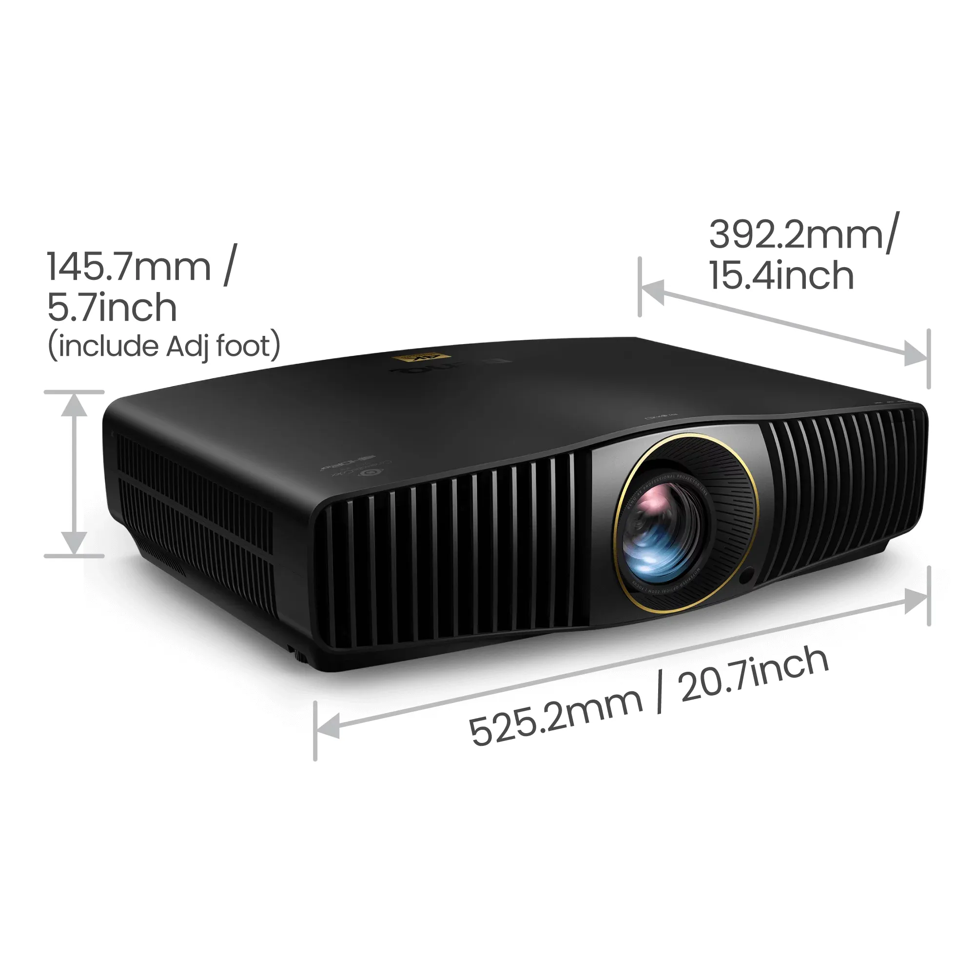 BenQ W5850 DLP 4K UHD 2600 ANSI lm Laser Projector, Black