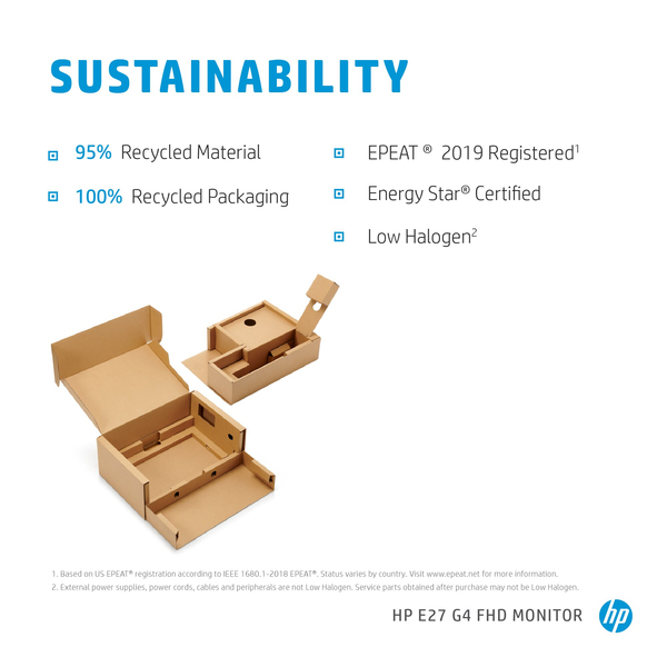 HP 27" E-Series E27 G4 Full HD, IPS - sk&auml;rm