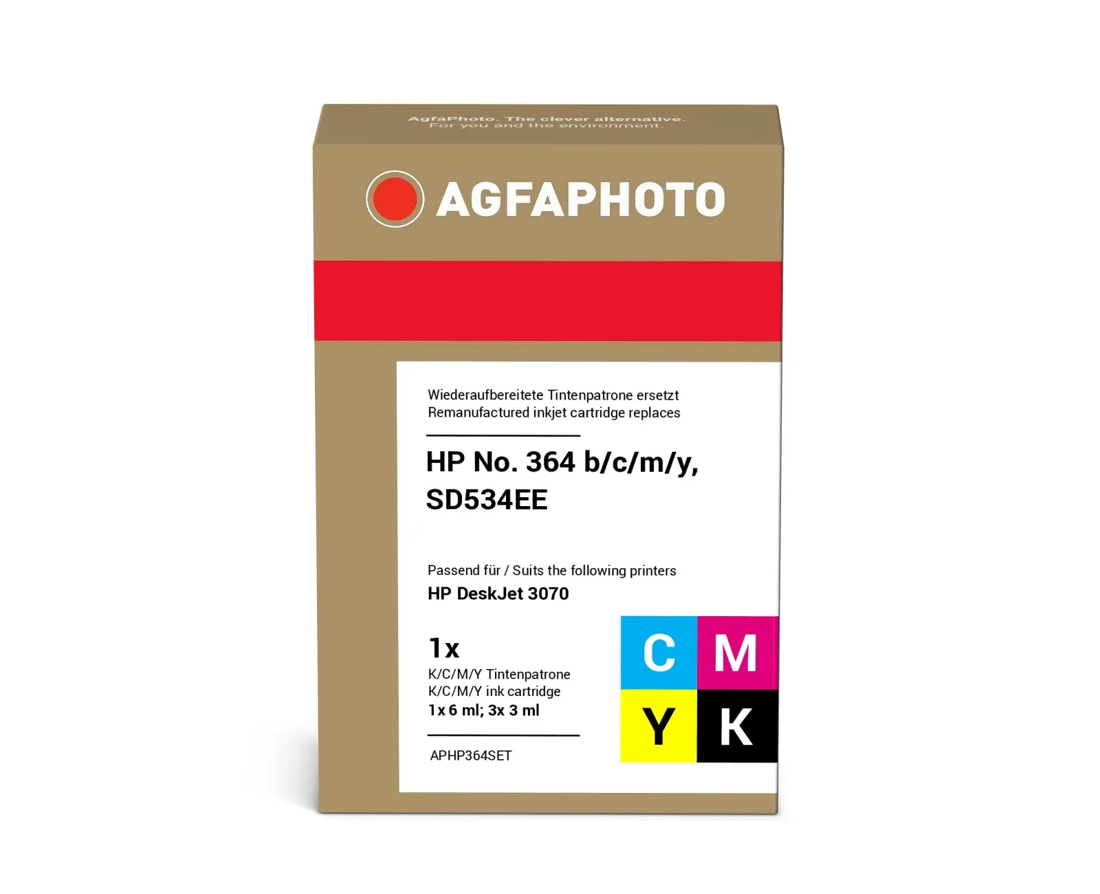 AGFAPHOTO HP No. 364 APHP364SET -mustekasettipakkaus, musta/syaani/magenta/keltainen, 4 kpl