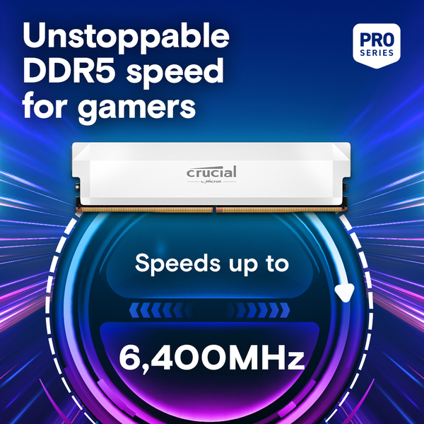 Crucial Pro OC 32GB (2x16GB) 6400Mhz DDR5 - memory, white