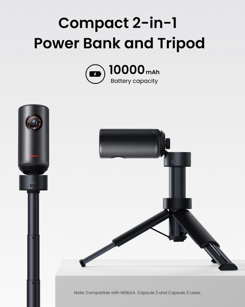 Anker Nebula Capsule Power Bank Tripod 10000mAh, PD 30W - powerbank, svart