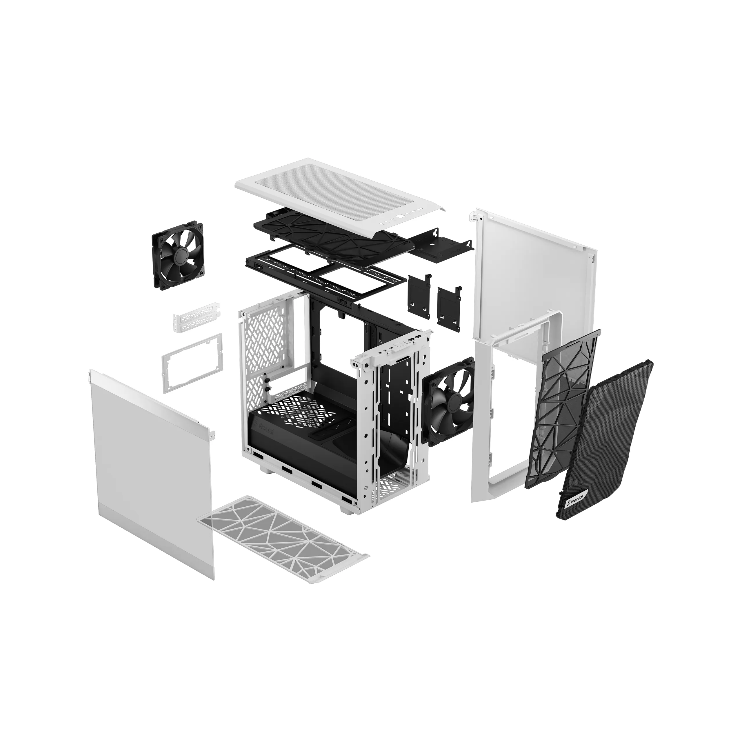 Fractal Design Meshify 2 Nano - Mini Tower case with window, White / Clear Tint