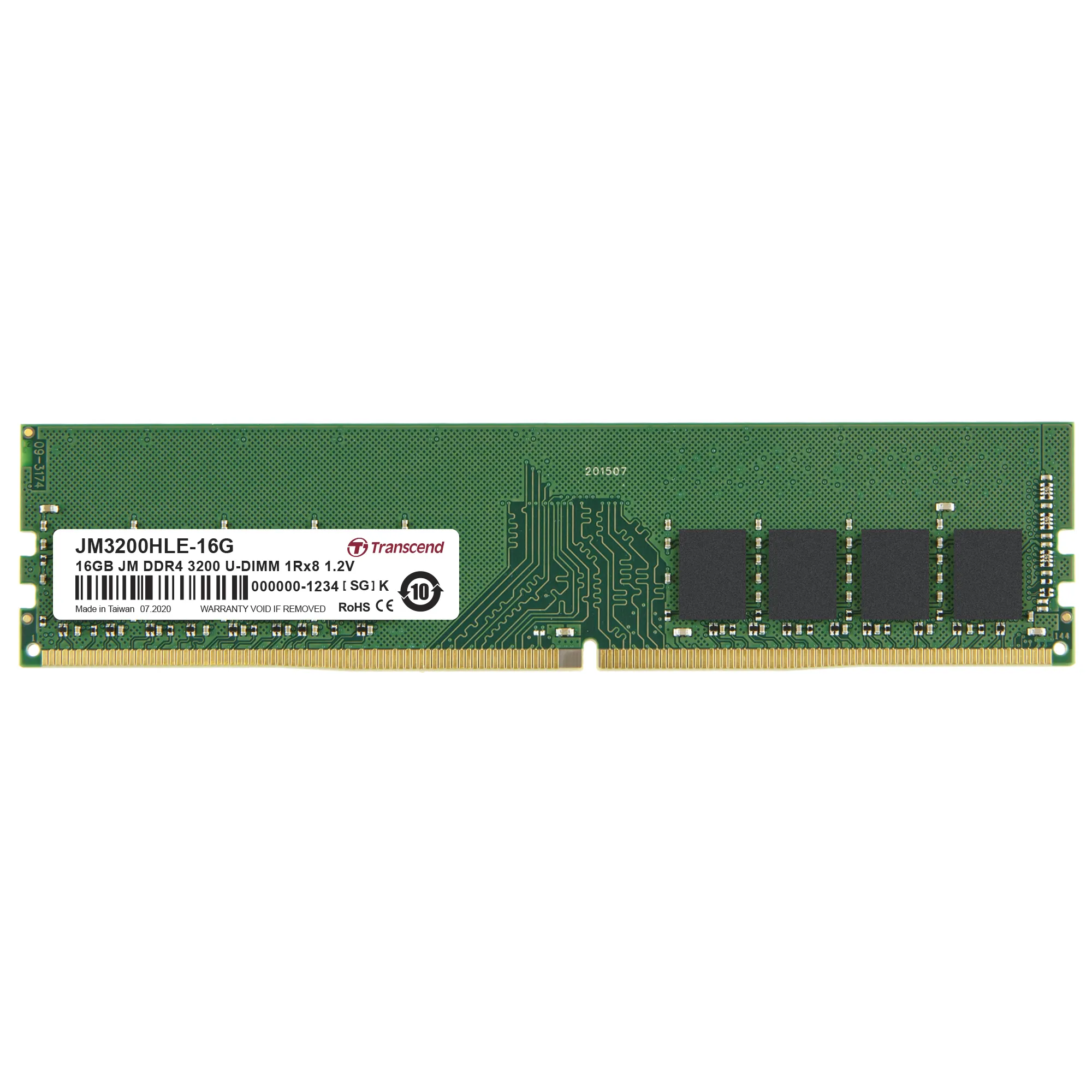 TRANSCEND 16GB JM DDR4 3200 U-DIMM 1RX8 2GX8 CL22 1.2V