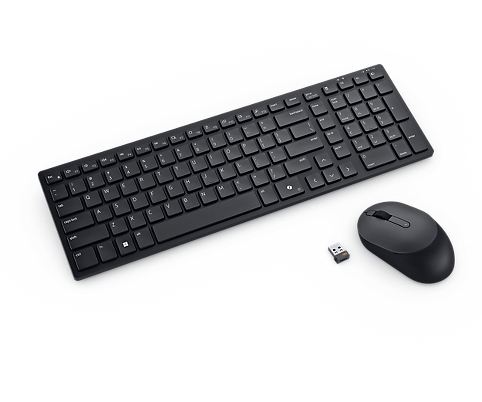 Dell KM555 Silent Wireless Ergonomic Keyboard and Mouse, Black