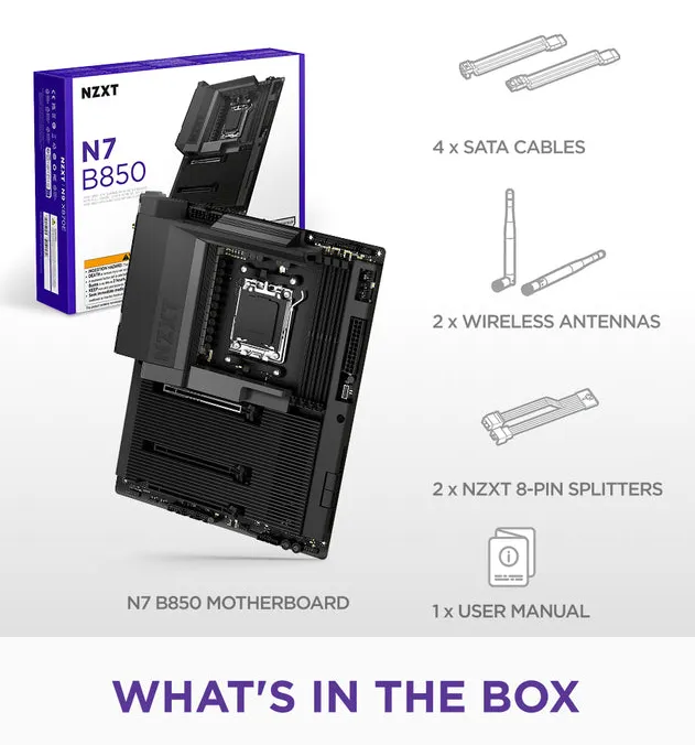 NZXT N7 B850 ATX - motherboard, Black