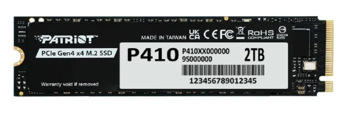 Patriot P410 2TB M.2 PCIe Gen4 x4 SSD, Black