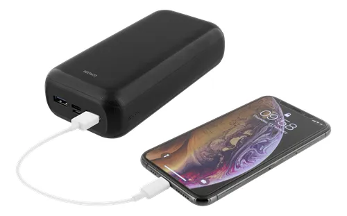 Deltaco 30000mAh, USB-C, 2x USB-A - Powerbank, Black