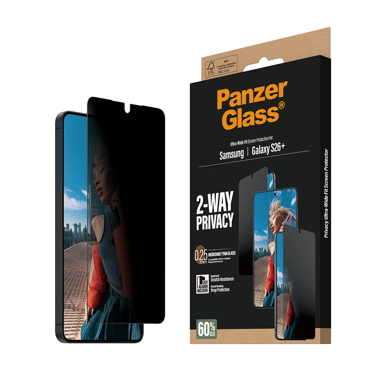 PanzerGlass Ultra-Wide Fit Alignerkit Galaxy S26+ -panssarilasi, Privacy