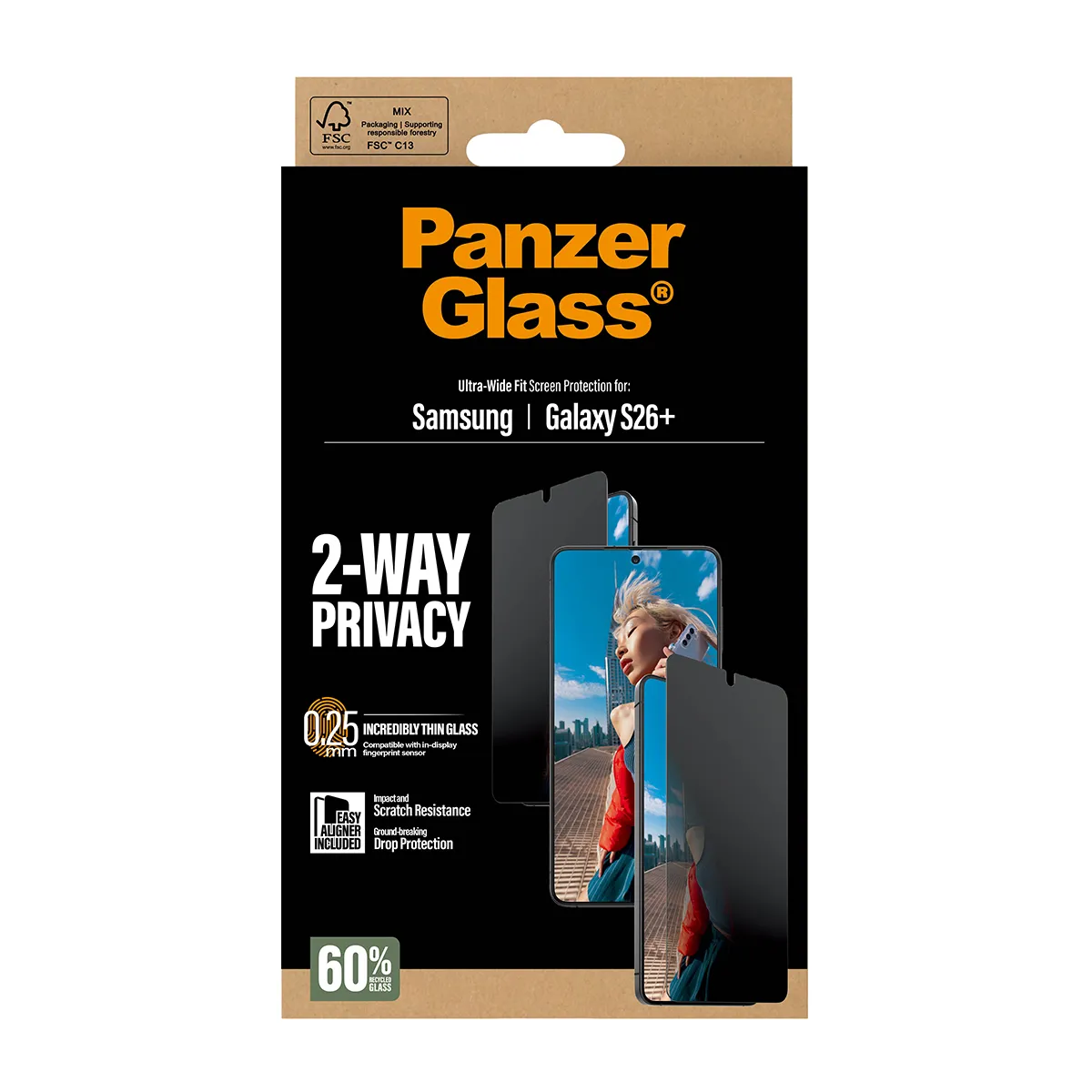 PanzerGlass Ultra-Wide Fit Alignerkit Galaxy S26+ -panssarilasi, Privacy