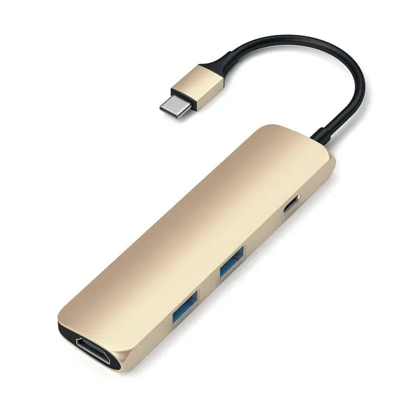 Satechi Aluminium USB-C Slim Multi-port 4K - adapter, Guld