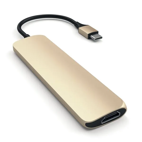 Satechi Aluminium USB-C Slim Multi-port 4K - adapter, Guld