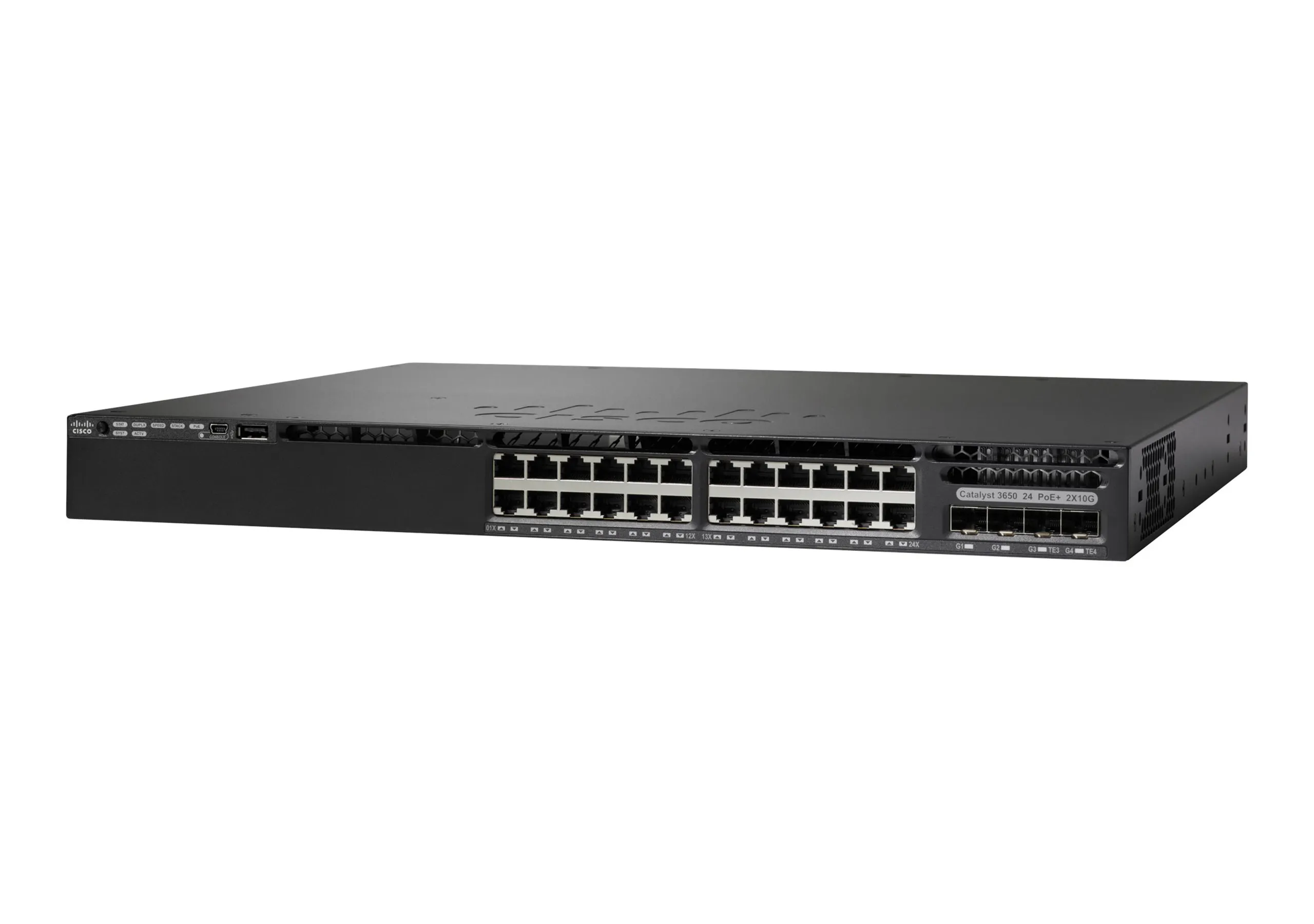 Cisco Catalyst 3650-24PS-L - Kytkin - Hallinnoitu - 24 x 10/100/1000 (PoE+) + 4 x SFP - ty&ouml;p&ouml;yt&auml;, r&auml;kkiin asennettava - PoE+ (390 W)
