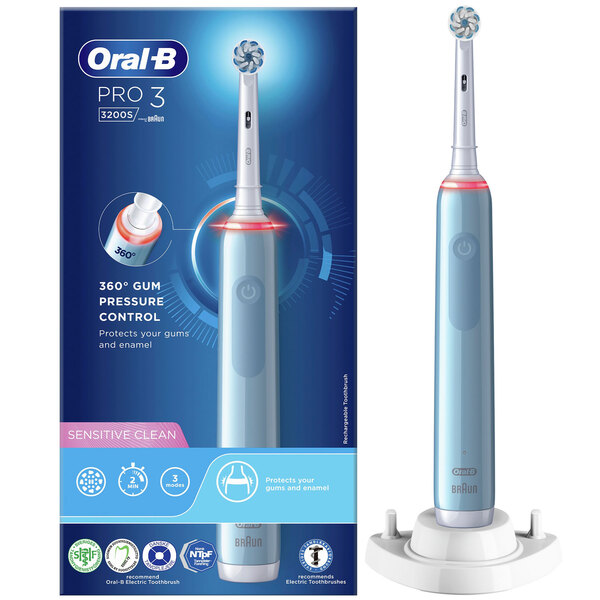Oral-B Pro3 3200S -s&auml;hk&ouml;hammasharja, Sininen