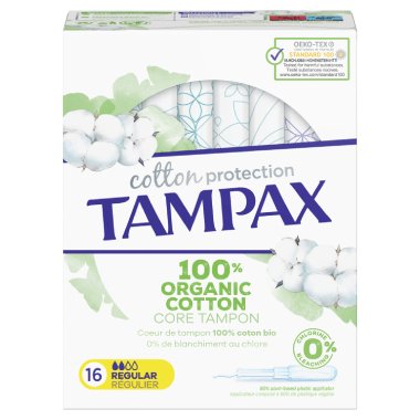 Tampax Organic cotton regular normaalipakkaus 16 kpl. Bio muovinen asetti!