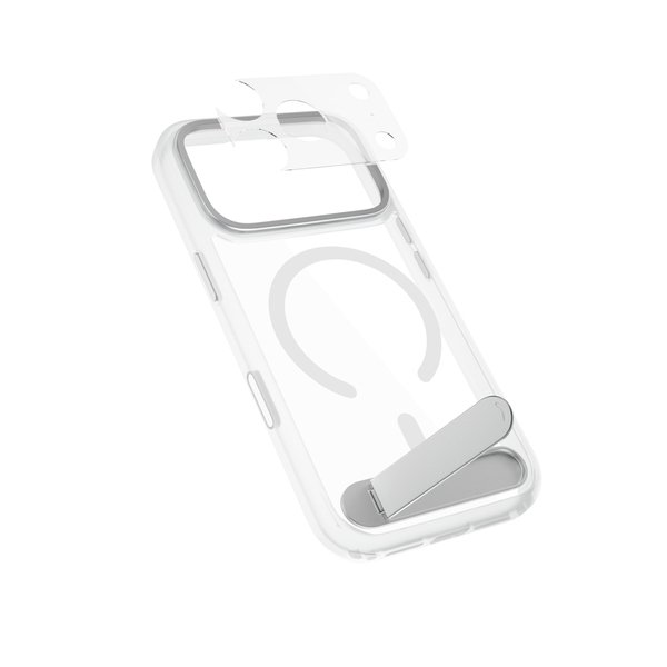 Epico HeroStand Pro Mag+ Case | with Foldable Stand | iPhone 17 Pro/18 Pro | Matte Transparent | Crossbody Ready  &amp;  Camera Island Protector