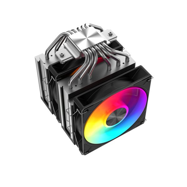 SAMA A60L Dual-Tower CPU Air Cooler, 2 x 120 millimeter ARGB Fans, Silver/Black