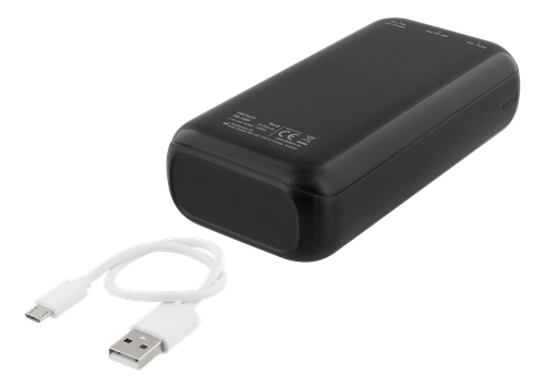 Deltaco 30000mAh, USB-C, 2x USB-A - Powerbank, Svart