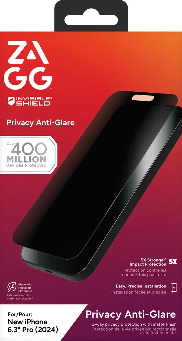 Zagg InvisibleShield Glass Elite Privacy Anti-Glare iPhone 16 Pro - Screen Protector