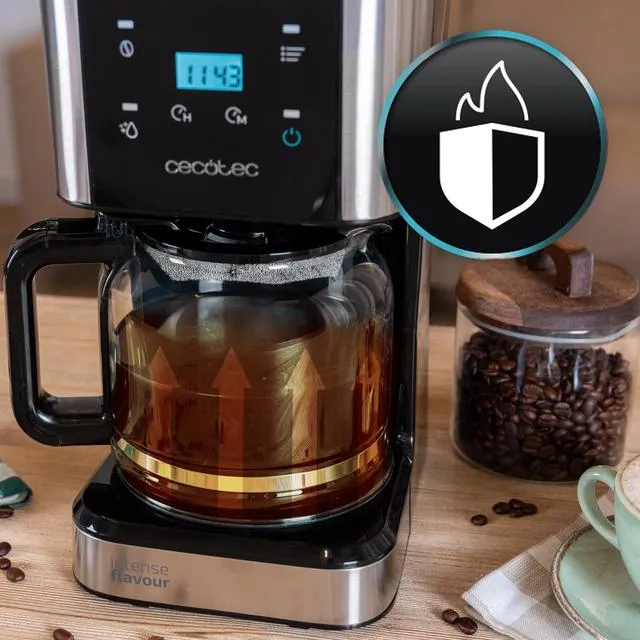 CECOTEC Coffee 66 Drop &amp; Touch 12 koppar kaffebryggare, svart, rostfritt st&aring;l