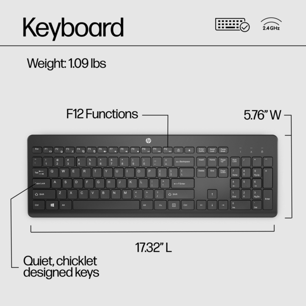 HP 230 Wireless Keyboard, Black - Nordic (Consumer)