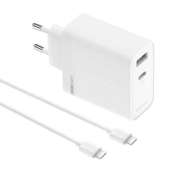 Realme SUPERVOOC 80W Dual Ports GaN - Virtal&auml;hde, Valkoinen