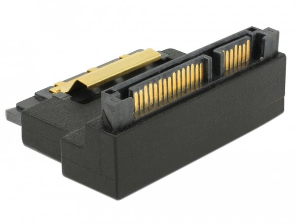 Adapter SATA 22 pin receptacle with latch to plug - angled up