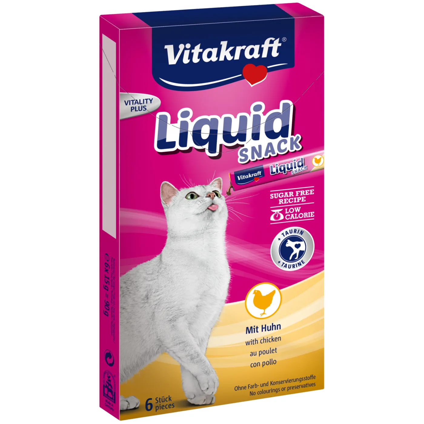Vitakraft Liquid Snack Chicken + Taurine, Wet food for cats, 6 x 15g