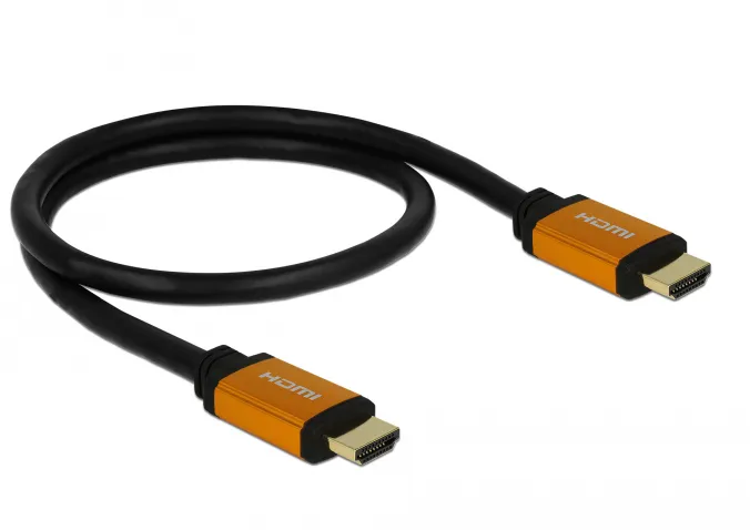 De-Lock HDMI – HDMI 2.1 - cable, 0.5 m, Black/Gold