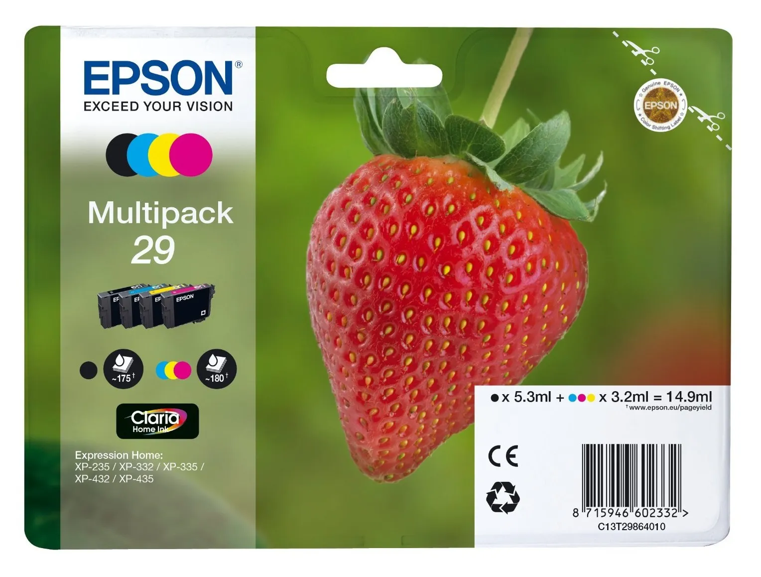 EPSON Multipack Fraise Encre Claria Home Black Cyan Magenta Yellow
