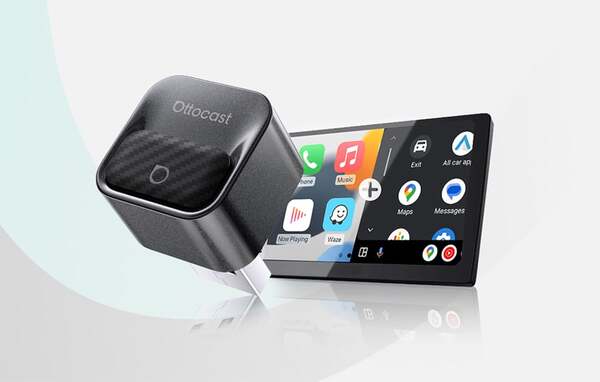 OTTOCAST CA525-T3 Mini Core Wireless CarPlay and Android Auto Adapter, Black