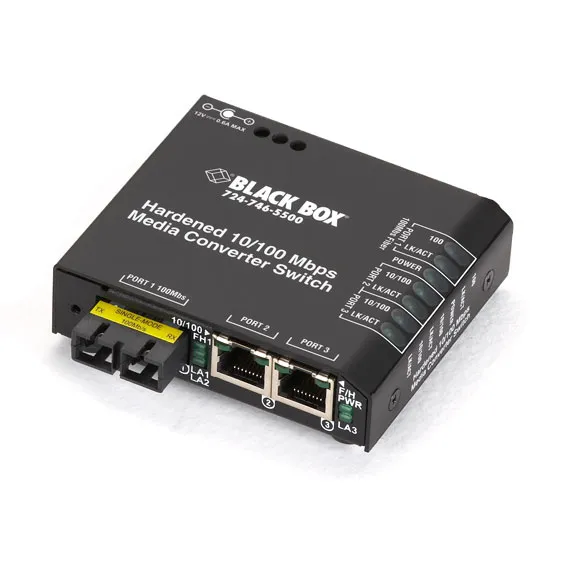 BLACKBOX DRX 10-100 CONVERTER H, (2) 10/100 MBPS RJ-45 - SINGLEMODE, SC, 100240 VAC, 20KM