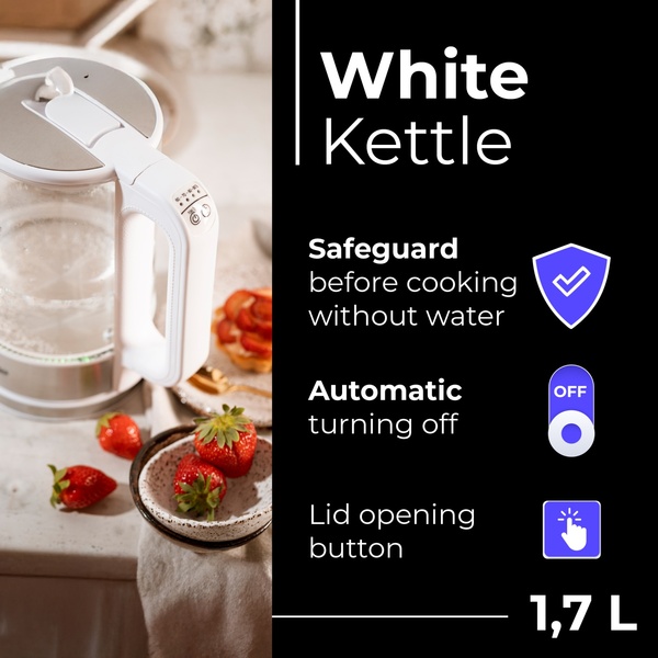 ADLER MS 1301W kettle, 1.7L, 1850W, White