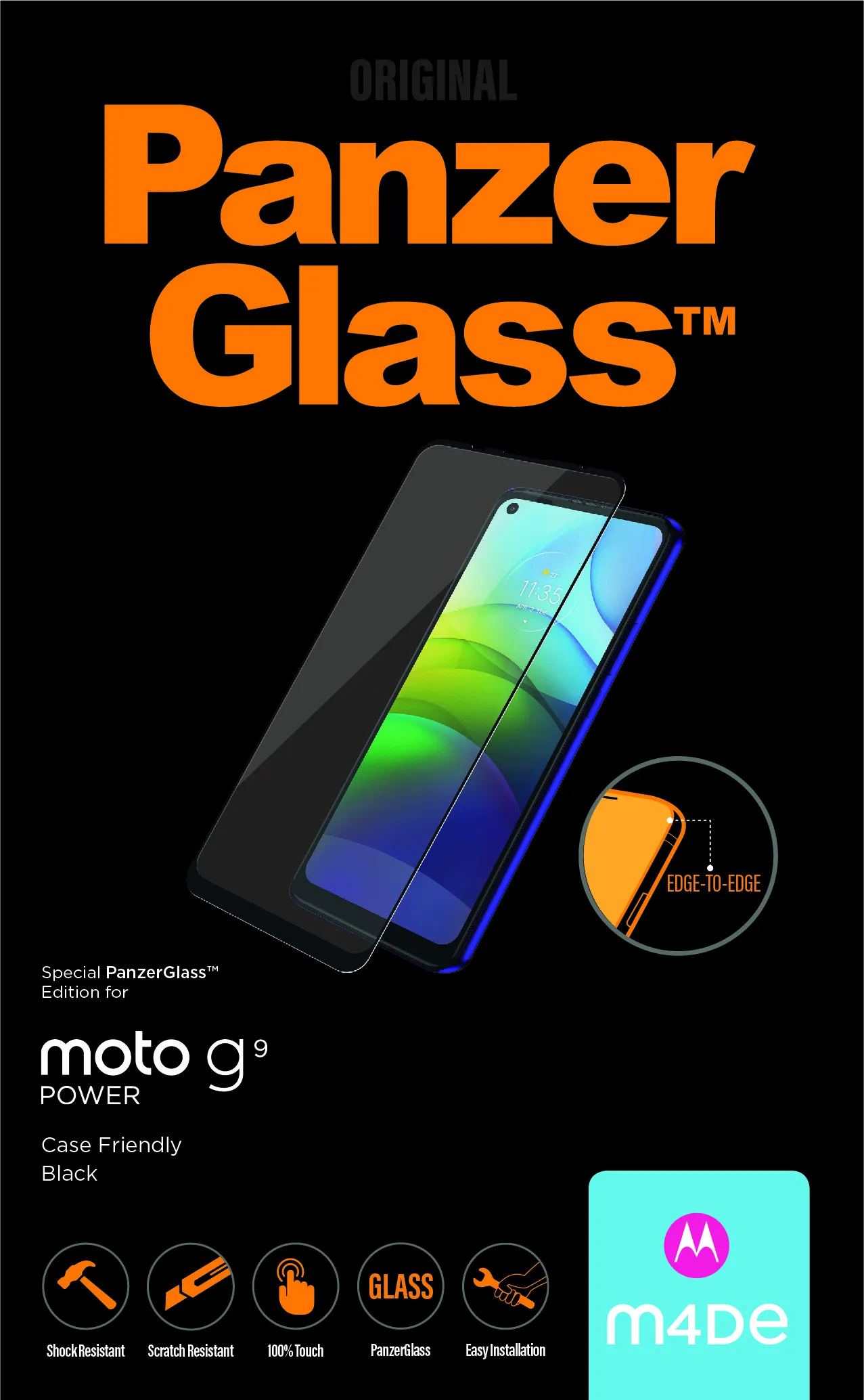 (Löytönurkka) PanzerGlass Ultra-Wide Fit, Moto G9 Power -panssarilasi
