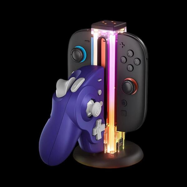 NYXI Zeus Controller Charging Dock for Nintendo Switch 1 and 2 with RGB Backlight