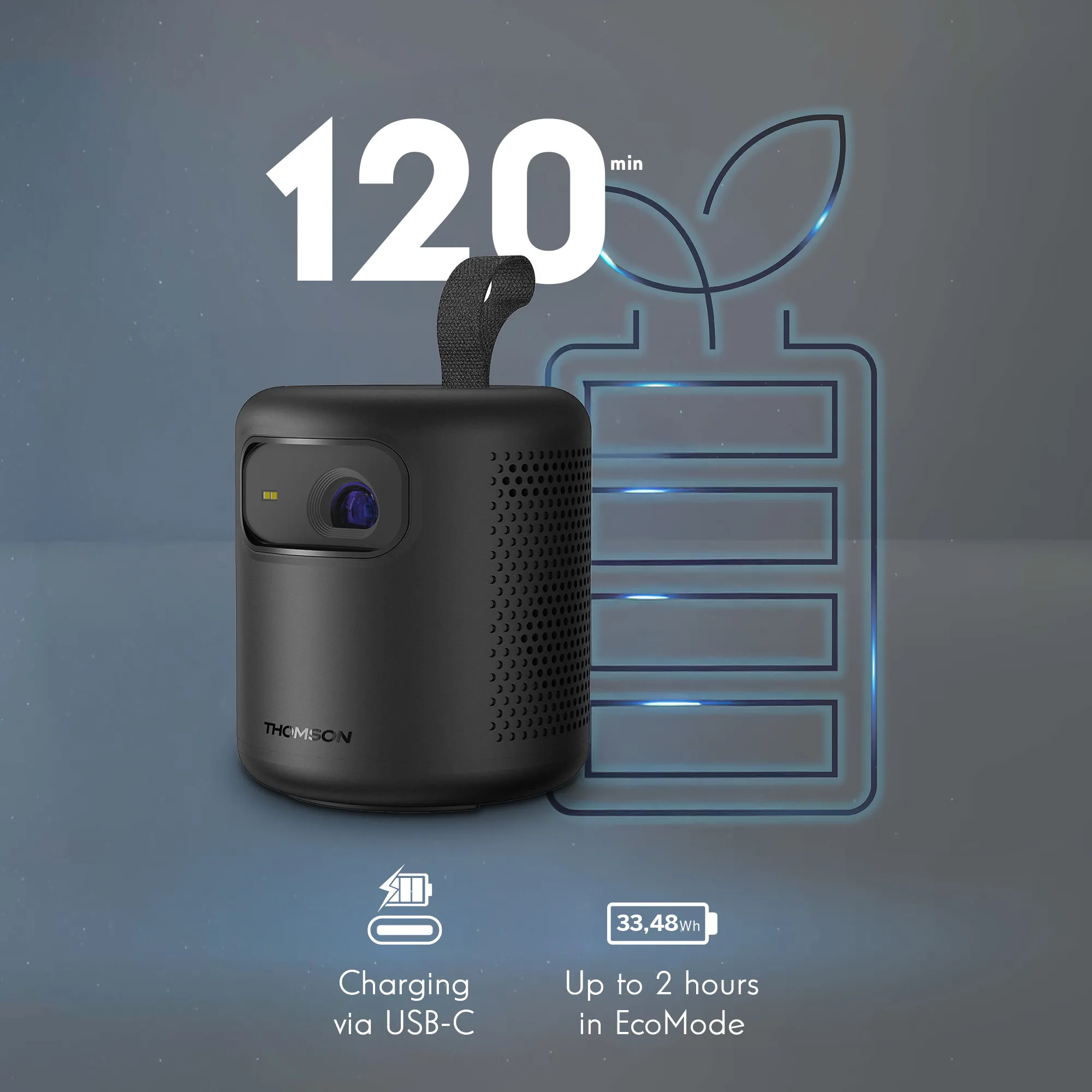 Thomson Vega PG35B Google TV Full HD 600 ANSI lm Portable LED Projector, Black