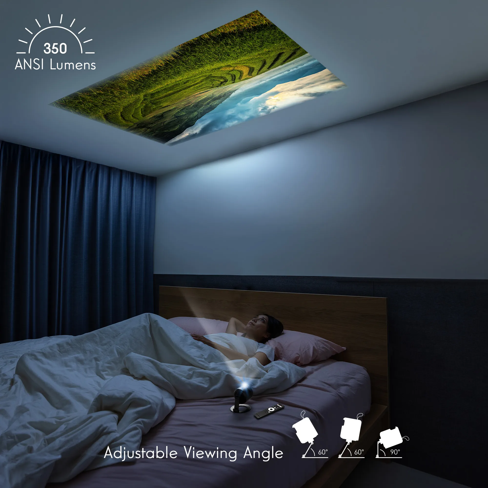 Thomson Vega PG35B Google TV Full HD 600 ANSI lm Portable LED Projector, Black