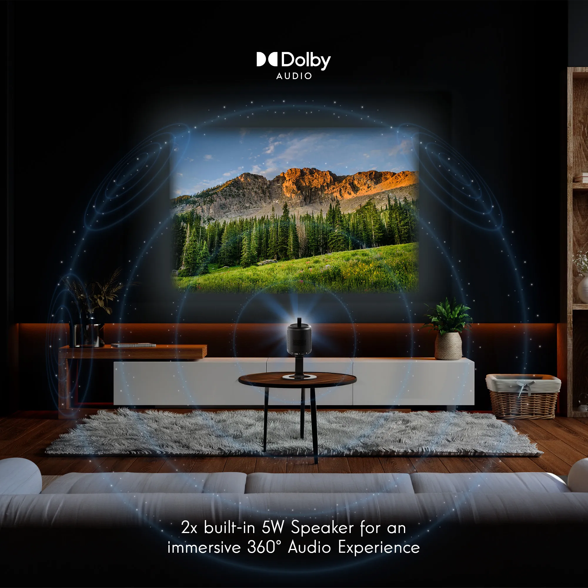 Thomson Vega PG35B Google TV Full HD 600 ANSI lm Portable LED Projector, Black