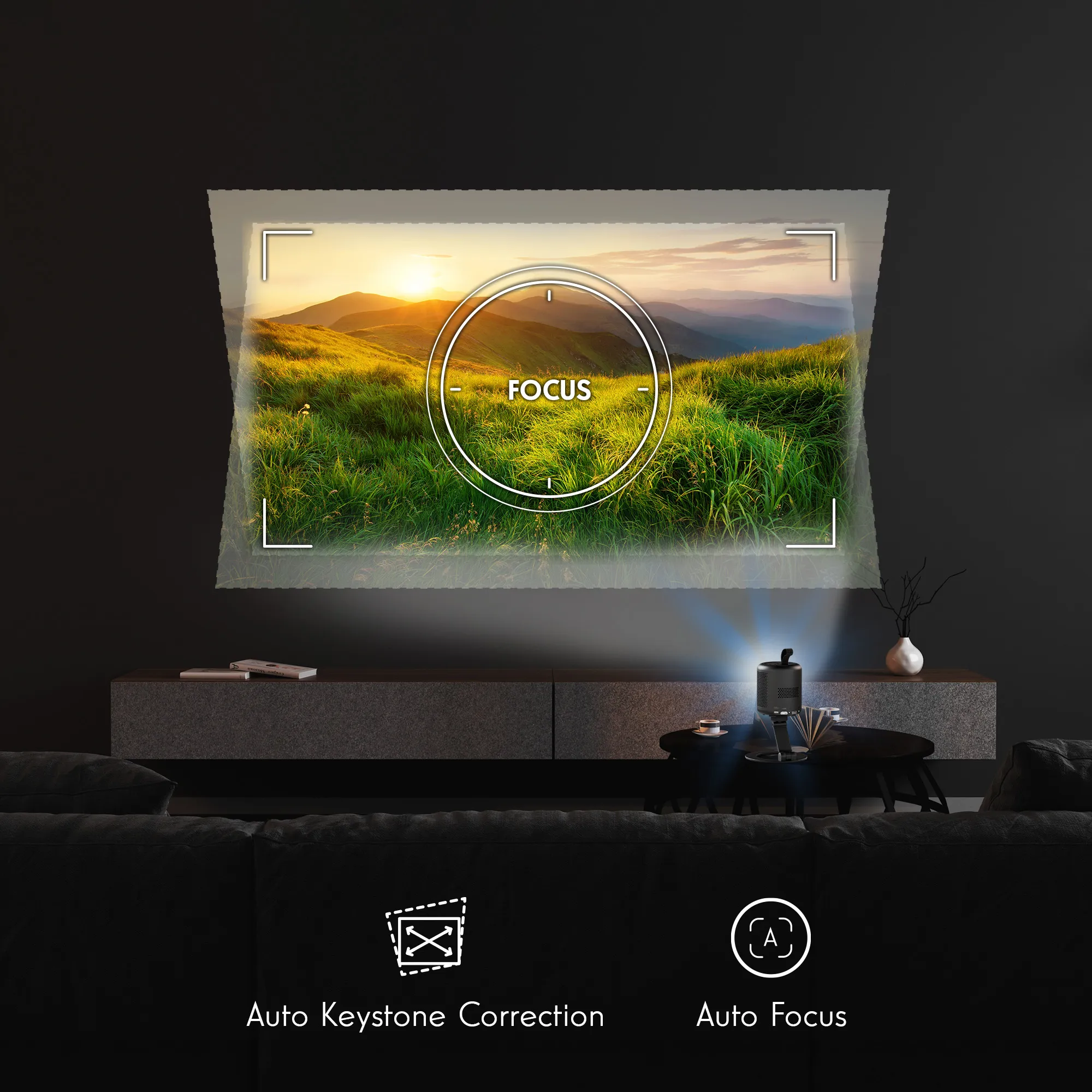 Thomson Vega PG35B Google TV Full HD 600 ANSI lm Portable LED Projector, Black