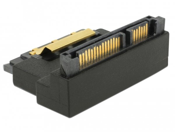 Adapter SATA 22 pin receptacle with latch to plug - angled up