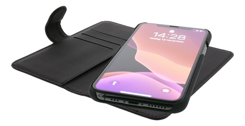 Deltaco Wallet Case 2-in-1 Magnetic, iPhone 11 Pro Max -suojakotelo, Musta