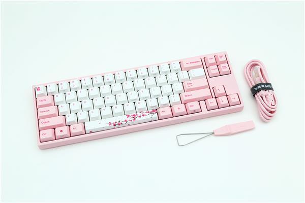 Ducky x Varmilo MIYA-Pro Sakura TKL Cherry MX Red Nordic Layout /White &amp; Pink PBT keycaps