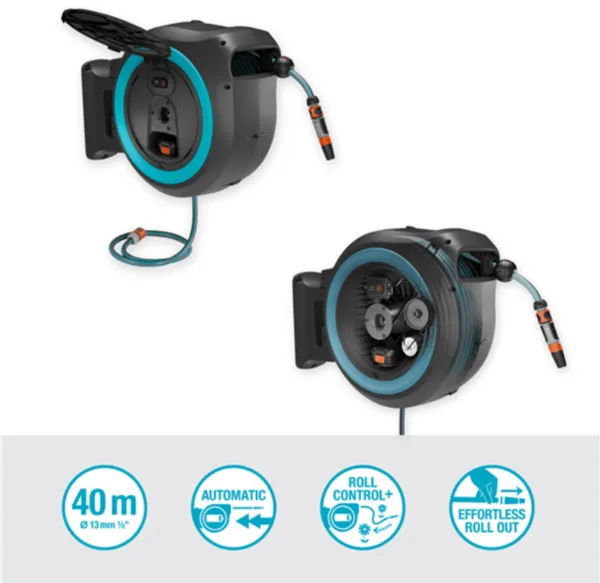 Gardena PowerRoll XXL - wall-Mounted Hose Box, 40 m, turquoise