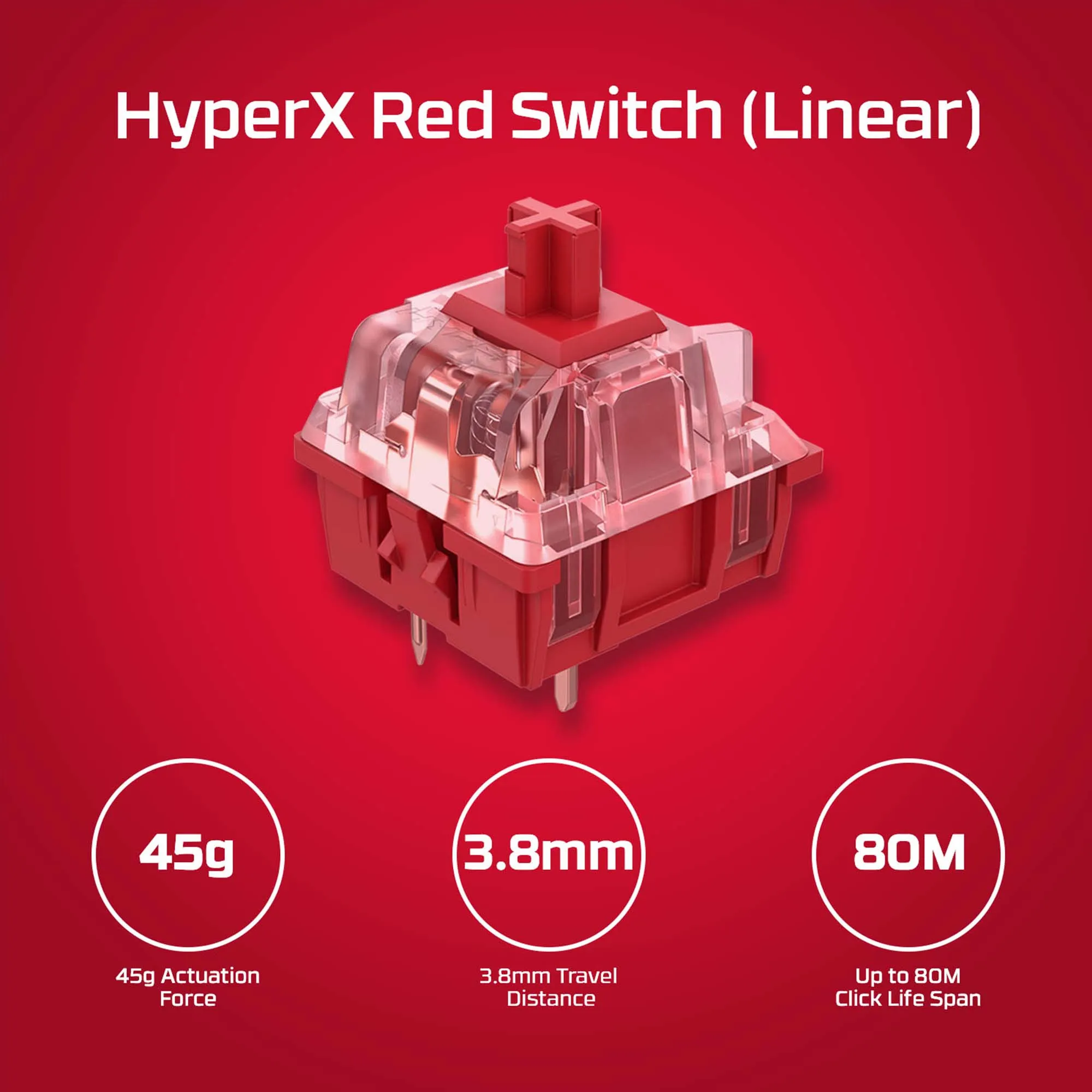 HyperX Alloy Origins Core PBT mekaniskt speltangentbord, HyperX Red, svart