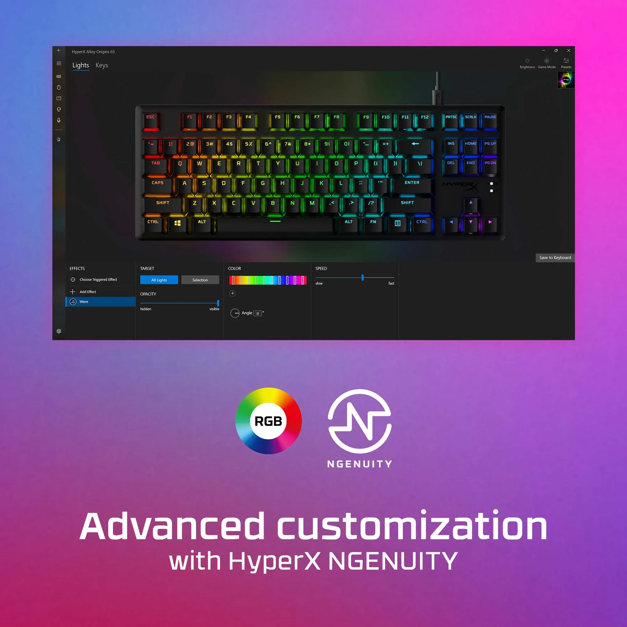 HyperX Alloy Origins Core PBT mekaniskt speltangentbord, HyperX Red, svart