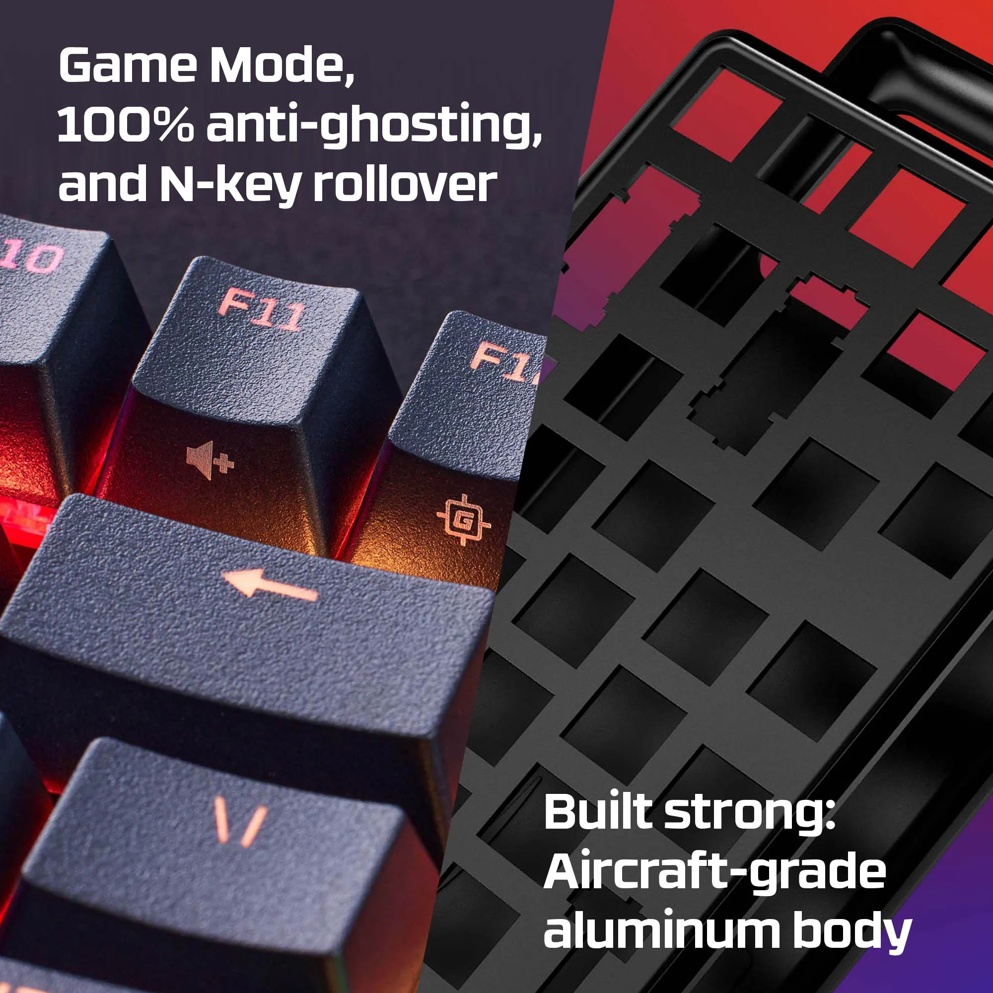 HyperX Alloy Origins Core PBT mekaniskt speltangentbord, HyperX Red, svart
