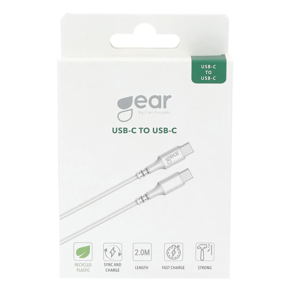 GEAR USB-C kabel, 60 W, 2 m, vit